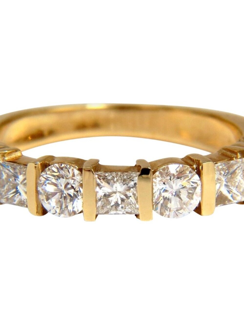 1.40ct BATURAL DIAMONDS PRINCESS ROUND NATURAL RING CHANNEL BAND 14KT G.VS*